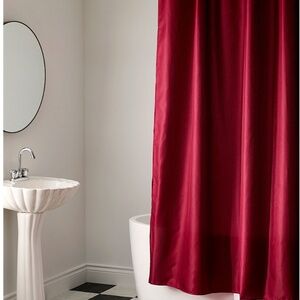 Cherry red textured checks shower curtain NWT